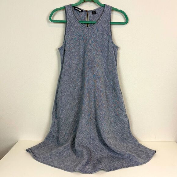 Lands’ End Blue Linen A-line Midi Dress S - Picture 1 of 10